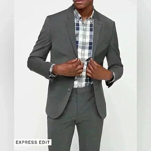 Express Extra Slim Charcoal Wool-Blend Performance Suit Jacket